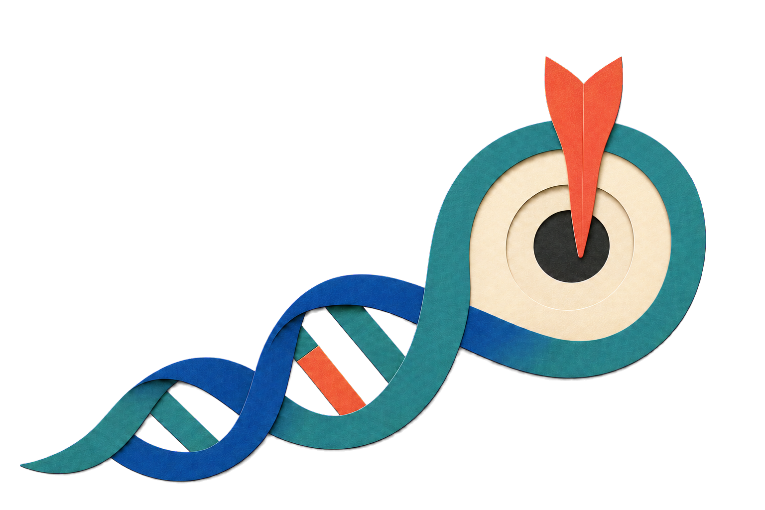 Genomic ribbon transforming into a therapeutic target with a vertical marker
